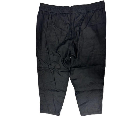 NWT EILEEN FISHER Organic Linen Black Ankle Pant, Sz. L $178 - Picture 3 of 6